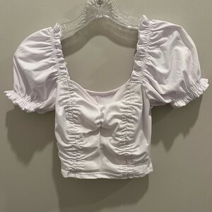 White Puff Sleeve Crop Top